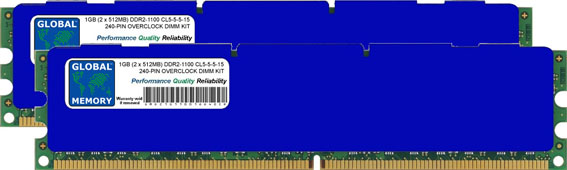 1GB (2 x 512MB) DDR2 1100MHz PC2-8800 240-PIN OVERCLOCK DIMM MEMORY RAM KIT FOR ADVENT DESKTOPS